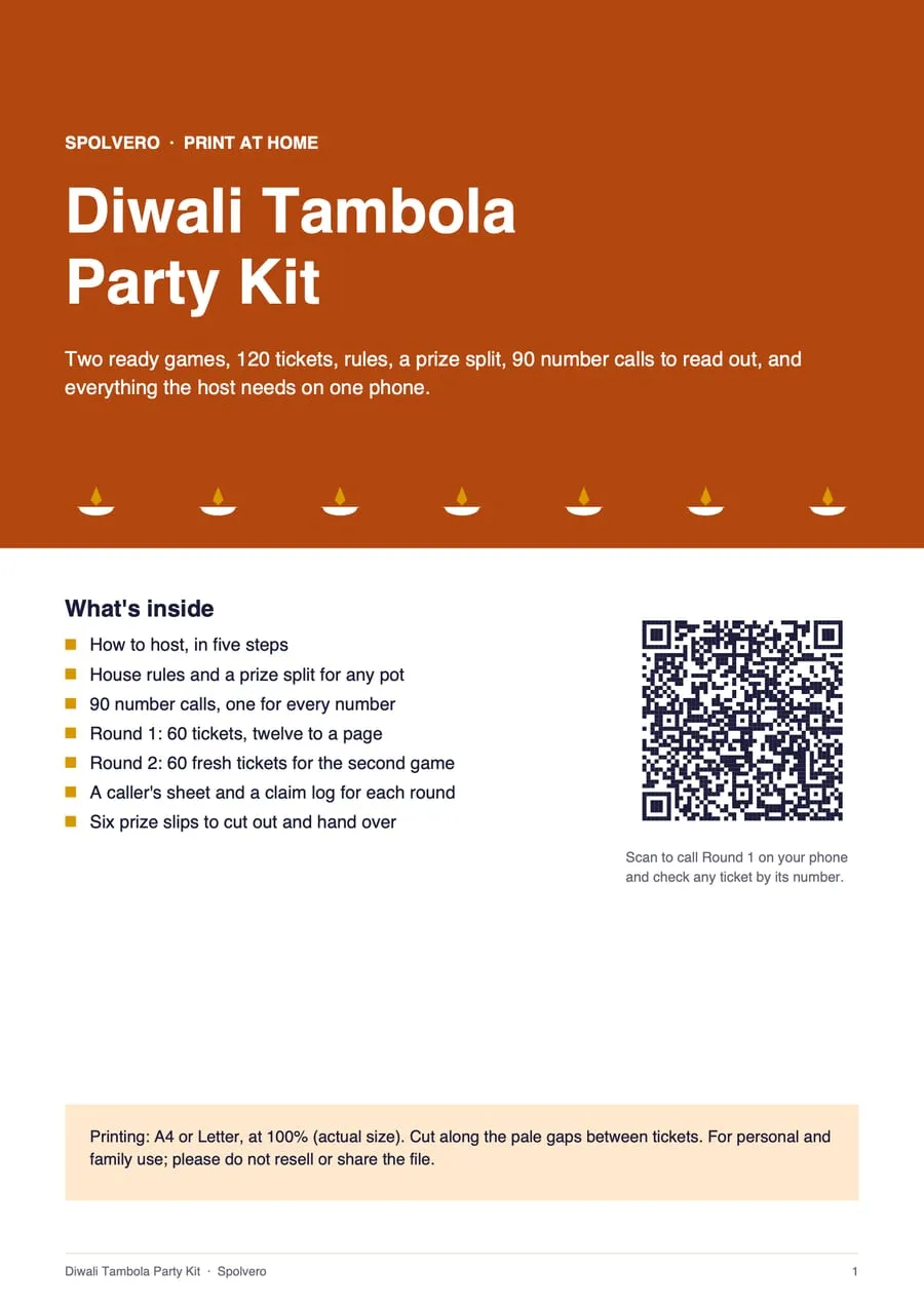 Cover of the Diwali Tambola Party Kit