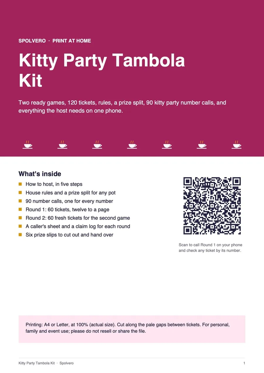 Cover of the Kitty Party Tambola Kit