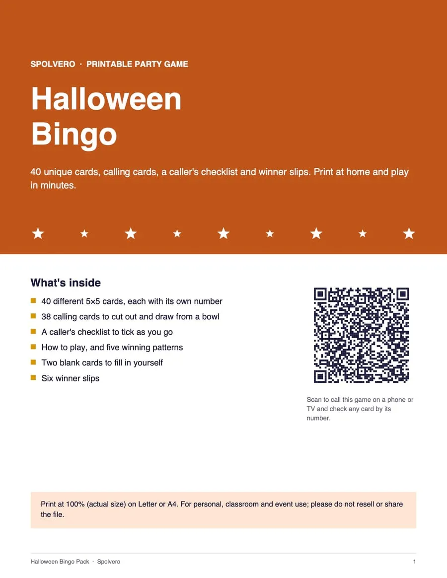 Cover of the Halloween Bingo pack