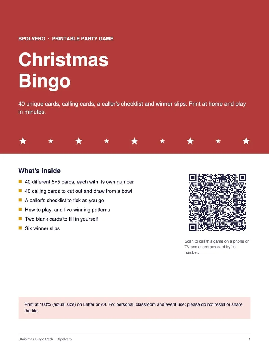 Cover of the Christmas Bingo pack
