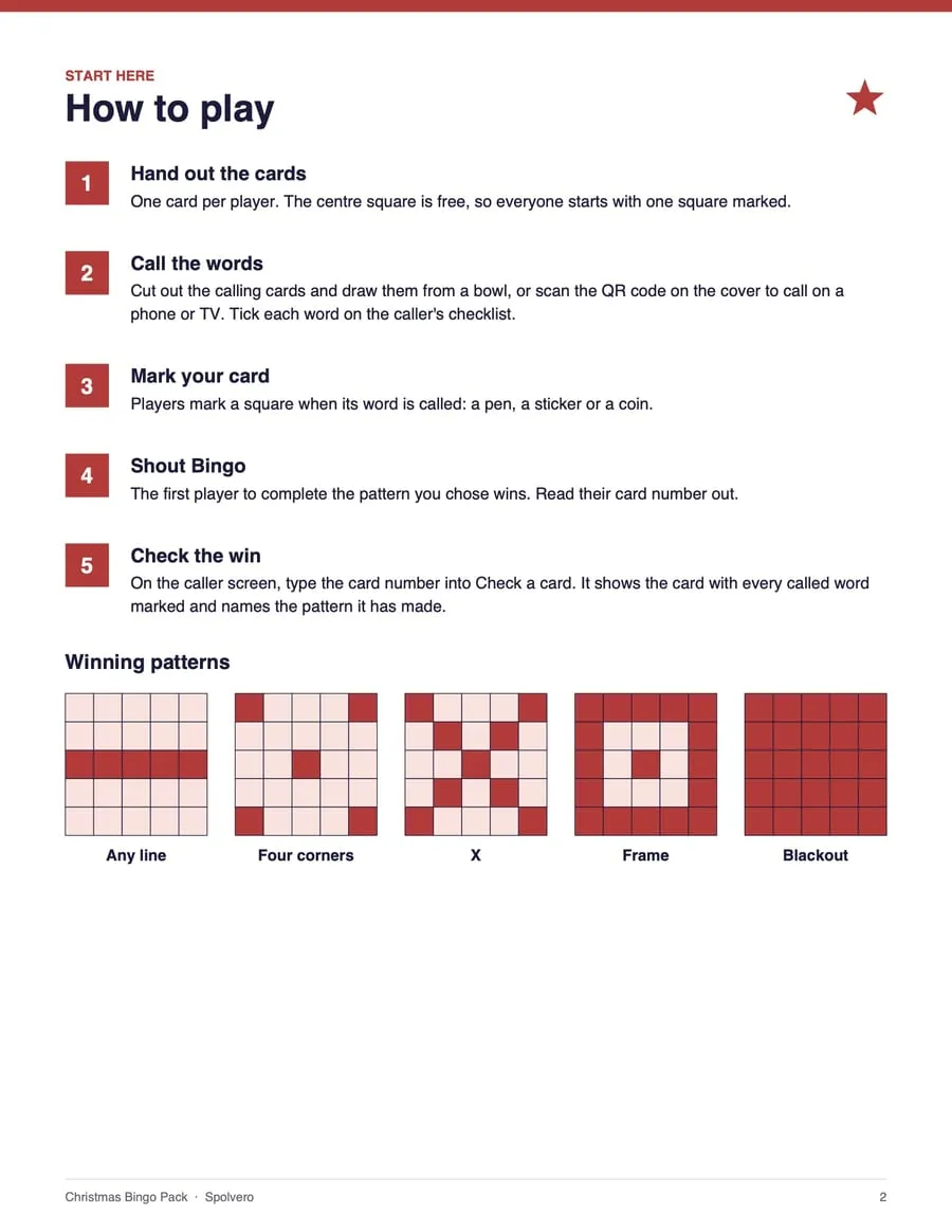 Christmas Bingo, sample page 4