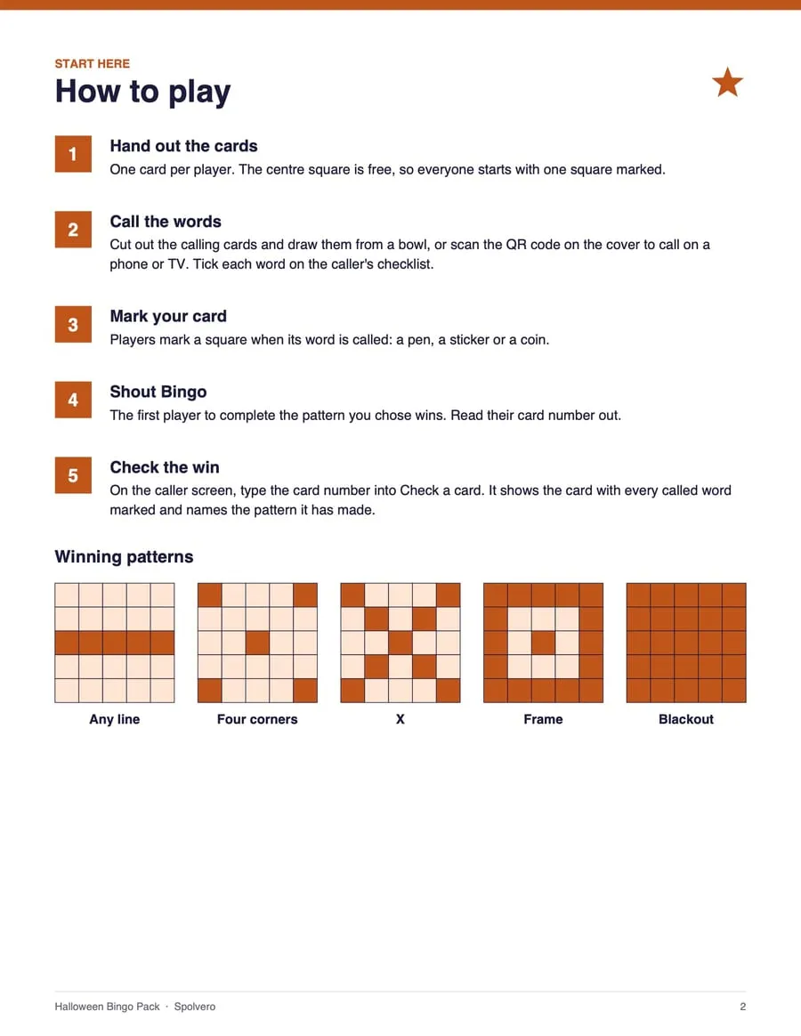 Halloween Bingo, sample page 4