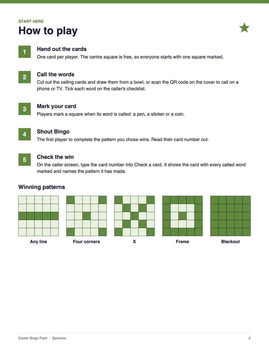 Easter Bingo, sample page 4