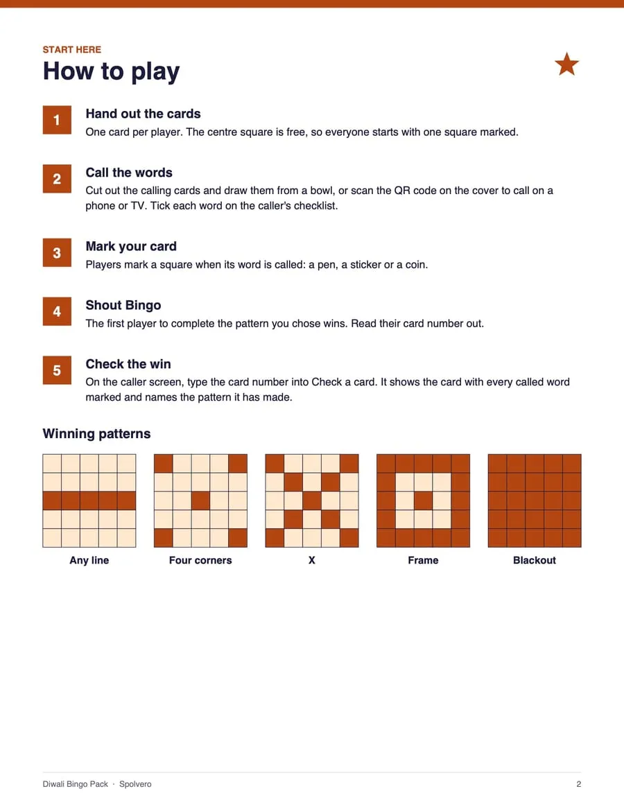 Diwali Bingo, sample page 4