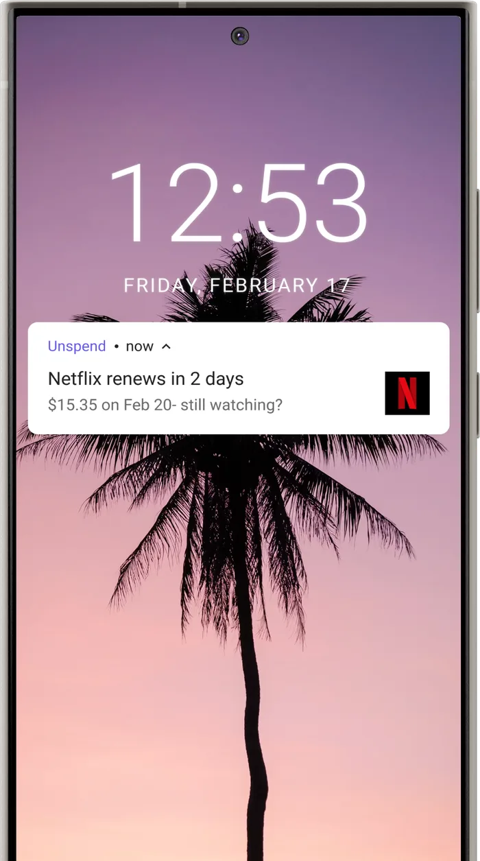 Lock screen notification: Netflix renews in 7 days
